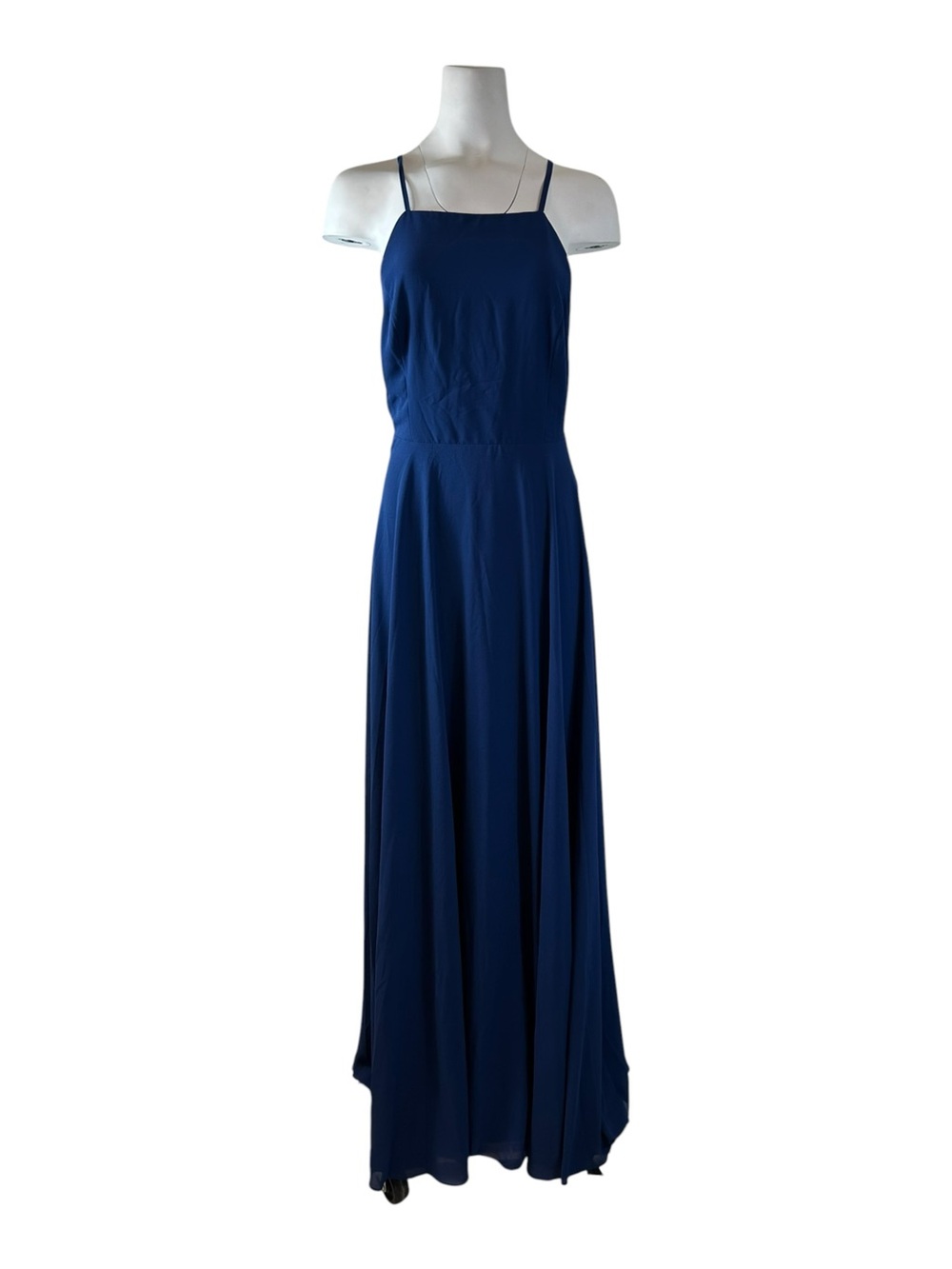 NWT Lulus Mythical Kind of Love Navy Blue Maxi Dress Backless Bridesmaid L - Picture 3 of 11